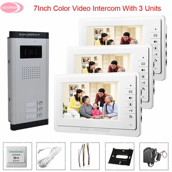 7inch cu Fir de Culoare Video Usa de Intrare Video interfon Interfon Interfon video Pentru Apartamente, Interfoane 2/3/4/5 Familii