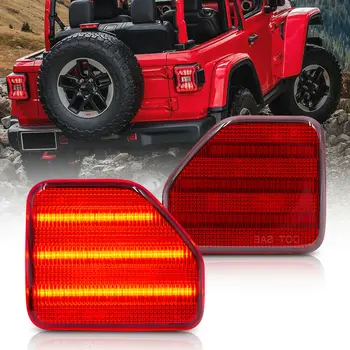 2pc Obiectiv Roșu Full LED Bara Spate Reflector Coada de Lumină Lămpile de poziție Laterale pentru 2018-up Jeep Wrangler JL