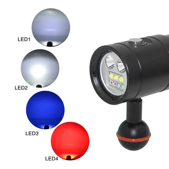 Video subacvatice de Lumină LED-uri de Scufundări Lanterna Lanterna Tactice 32650 rezistent la apa 100M 9* led-uri XM-L2 XPE UV ROȘU scufundări lumina
