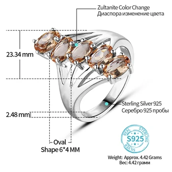 Zultanite Султанит Schimbare de Culoare Inel de Argint pentru Femei Creat Diaspore Multi-Inel de culoare Clasic, Design Simplu Real Inel de Argint