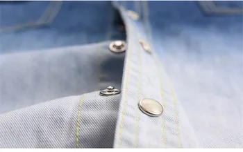 Bumbac Gradient Blue Jeans camasa barbati moda personalitate Unică denim camasa barbati Primavara mult shirt mens camisa masculina