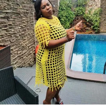 African Rochii Pentru Femei Plus Dimensiunea Rochie de Șifon Vrac Gol Rochie Solid Galben Violet Halat Partyclub Bust 150cm