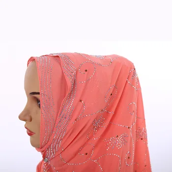 Promovarea Vanzare! Tesatura de bumbac Premium pentru Femei Hijab Eșarfă Delicată Cu Diamante Model Feminin turbanul Musulman Petrecere de Nunta Văl
