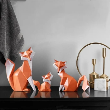 Nordic Moda Fox Sculptura Modernă Animal Foxhound Statuie Decor Acasă Fox Miniaturi Creative Geometrice Rășină Tod Figurine