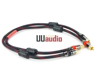 2 buc/pereche HiFi RCA Cablu Audio Digital Cable W/ Dual Magnetic-Ring - UU70 Roșu