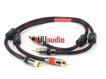 2 buc/pereche HiFi RCA Cablu Audio Digital Cable W/ Dual Magnetic-Ring - UU70 Roșu