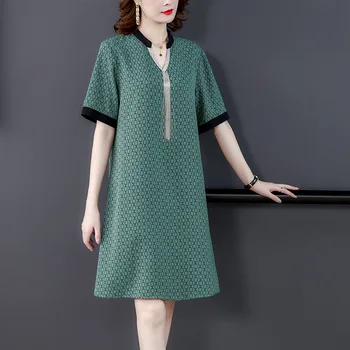 De vară 2020 noua moda liber casual v-neck maneca scurta rochie de sex feminin de dimensiuni mari M-3XL de înaltă calitate elegant vestidos