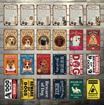 [ Kelly66 ] Viața Este mai Bine Cu Un Pug Feriți-vă De Câini Metal Semn Tin Poster Decor Acasă Bara de Perete de Arta Pictura de 20*30 CM Dimensiune Dy75
