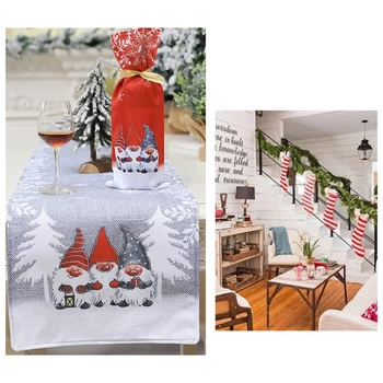 Crăciun suedeză Gnome Alergător de Masă față de Masă Placemat Acasă Nunta Festival de Vacanță Decoratiuni 73 x 14 Inch