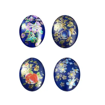 Mixt de culoare Albastru Japonia Pictura de Epocă Japoneze Desen Margele Ovale partea de jos de culoare Floare de Model 20X29mm 10 Buc /lot