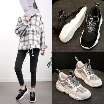 SWYIVY din Piele Adidasi Femei Pantofi de Moda Pantofi Plat Femeie 2020 Primăvară Indesata Adidași Doamnelor Pantofi Respirabil Superficial