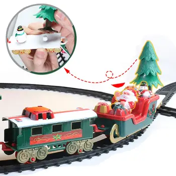 Crăciun Tren Electric Jucării Lungă Cale Ferată Set Cu Lumina si Sunet Clasic Tren cu Aburi Jucării DIY Împletit Tren Model