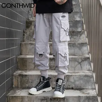GONTHWID Pantaloni Streetwear Hip Hop Multi-Buzunare de Marfă Casual Harem Pantaloni Joggers Mens de Moda largi Largi Punk Pantaloni Militare