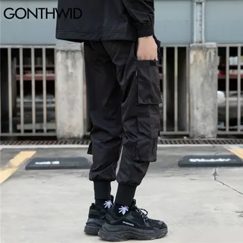 GONTHWID Pantaloni Streetwear Hip Hop Multi-Buzunare de Marfă Casual Harem Pantaloni Joggers Mens de Moda largi Largi Punk Pantaloni Militare