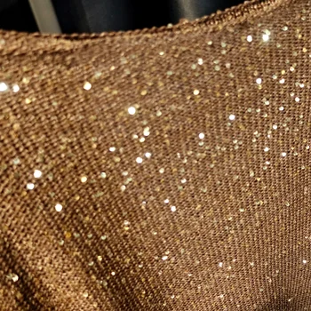 Cakucool Femei de Primăvară cu Margele tricot Topuri Strălucitoare Sequin Pulovere Slash Gât Flare Sleeve Gold Lurex bling Slim Jumper Pulovere Doamna