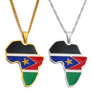 Anniyo Republica Sudanul de Sud Flag Coliere Pandantiv Argintiu/Culoare de Aur de Bijuterii din Sudanul de Sud Etnice Cadouri #124521