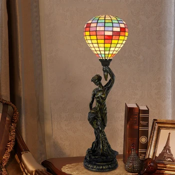 7 inch Europene pastorală Tiffany dormitor lampă de noptieră living lampă de masă