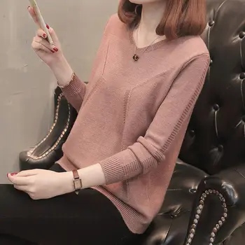 Pulovere Femei Buton-modele V-neck Solid Toamna Liber Casual Femei Plus Dimensiune Pulovere 3XL 7-culori-coreeană stil All-meci BF