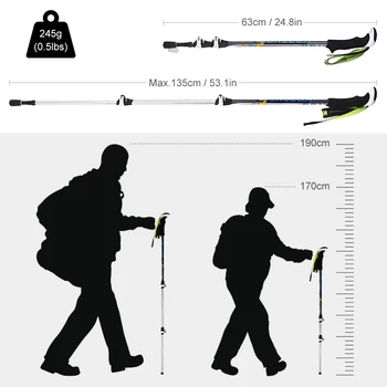 2 buc/lot bețe de Trekking Stick de Mers pe jos Nordic Walking Trestie de Aluminiu de Schi, Camping Baston Telescopic în aer liber, Drumeții Poli Cârje