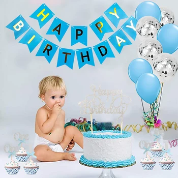 Primul Banner Happy Birthday Confetti Balon set Meu 1 O 1 An, Decoratiuni Petrecere Copii Baby Boy Fata de Ghirlanda Tort Consumabile