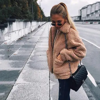 Femei sacou haina 2020 noua moda rever liber haine de blană haina casual femei jacheta de iarna de pluș cald femei jacheta plus dimensiune