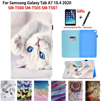 Pisica drăguț Caz Pentru Samsung Galaxy Tab A7 10.4 2020 Acoperi SM-T500 SM-T505 SM-T507 Funda Tableta Silicon Piele PU Coajă +Cadou