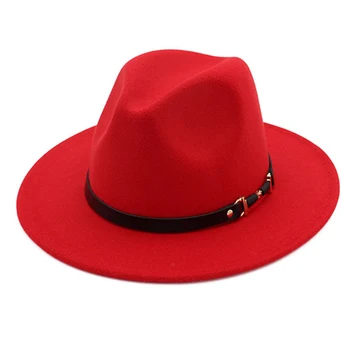 Moda de iarnă Lână Fedora Hat Pentru Femei Chapeau Negru Pălării Pentru Bărbați simplu Margine Largă Toamna de sex Feminin capace de Moda de Top de Jazz Capac