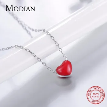 Modian Vânzare Fierbinte Argint 925 Inima Rosie Delicat Pandantiv Colier Stil De Moda Colier Farmece Pentru Femei Bijuterii