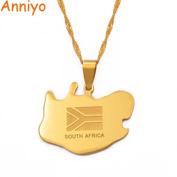 Anniyo Africa de Sud harta pandantiv coliere bijuterii de culoare de aur,Africa de țări hărți sud-africani harta #001921