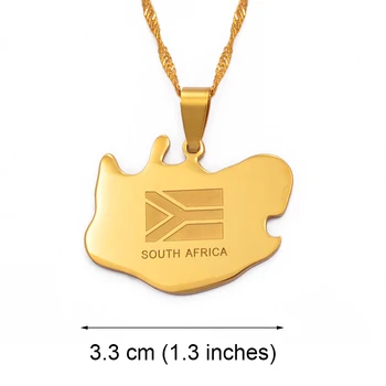 Anniyo Africa de Sud harta pandantiv coliere bijuterii de culoare de aur,Africa de țări hărți sud-africani harta #001921