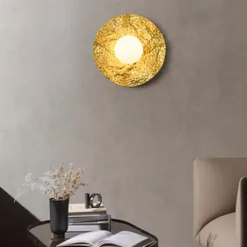 Rotund moderne Aur Mat LED Lumini de Perete de Sticlă de culoare Albă Camera de zi Dormitor Tranșee de Perete Scara Culoar Corpuri de Iluminat Art Decor