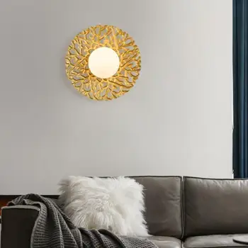 Rotund moderne Aur Mat LED Lumini de Perete de Sticlă de culoare Albă Camera de zi Dormitor Tranșee de Perete Scara Culoar Corpuri de Iluminat Art Decor