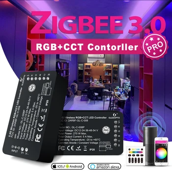 ZigBee 3.0 RGB+CCT Controler cu LED-uri Pro APP Inteligent de Control Vocal Lucra Cu Amazon Echo Plus SmartThings RF