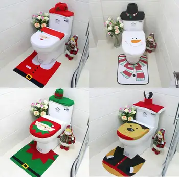 3Pcs/Set Crăciun Capac Scaun de Toaletă de Baie Fericit Decoratiuni de Craciun Pentru Casa navidad Moș crăciun om de Zăpadă Eco-Friendly