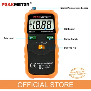 Oficial PEAKMETER PM6501 Display LCD Termometru Digital cu Tip K Termocuplu Termometro cu Datele Ține