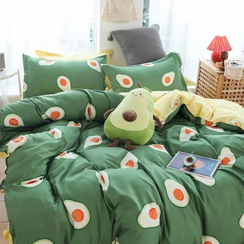 Proaspăt verde avocado lenjerie de pat set cadou de ziua carpetă acopere stabilit plat cearșaf față de pernă Nu quilt