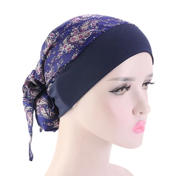 De Lux Satin Sifon Femeie Musulmană Sub Hijab Capace De Imprimare De Moda Wrap Elastic Văl Pălărie Gata Să Poarte Turban Capota Pălării