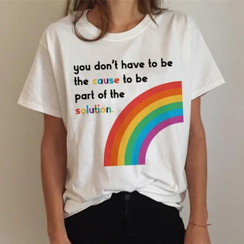 Lgbt Tricou Femei Gay Pride Tricou Lesbiene Curcubeu T-shirt Harajuku Ullzang Amuzant Tricou 90 Grafic dragostea Este Dragoste Top Tee de sex Feminin