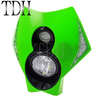 Verde Motocicleta H3 12V 55W LED Vision Far Dublu Fata Sport Faruri Laterale LED-uri Rândul său, Lumini Pentru Kawasaki KLX 110 250