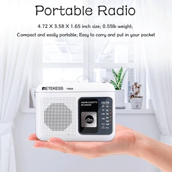 Retekess TR606 Casetă de Redare Radio FM/AM Radio Portabil Recorder de Voce de Sprijin Construit-in/Microfon Extern de Înregistrare