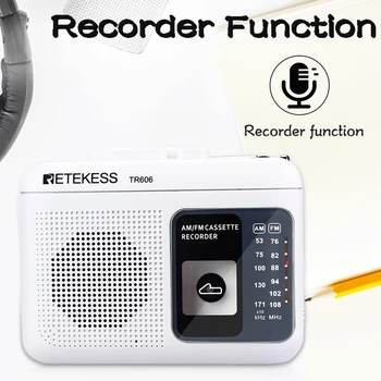 Retekess TR606 Casetă de Redare Radio FM/AM Radio Portabil Recorder de Voce de Sprijin Construit-in/Microfon Extern de Înregistrare
