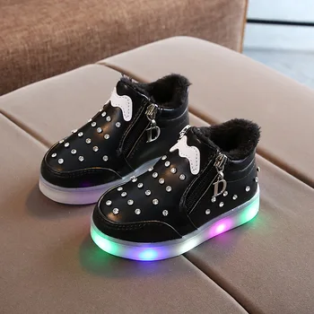 Adidasi copii Luminat Pantofi de Copil de Pluș Cald Iarna LED Pantofi Pentru Copii Fata de Adidasi Casual Luminos Pantofi 1 - 6 ani