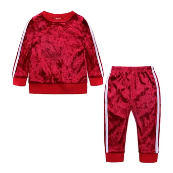 2019 Noi Fete pentru Copii Seturi de Haine pentru Copii Îmbrăcăminte Copil Baieti Treninguri Sport Copii Costum Catifea tricou Pulover Și Pantaloni Set