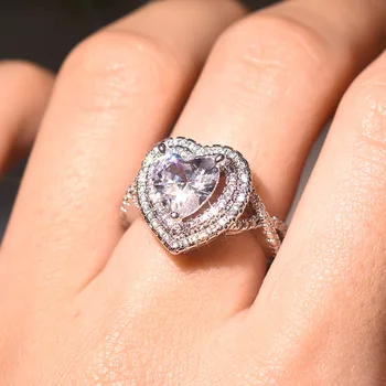 Aur de 18K in Forma de Inima de Diamant Inel pentru Femei Anillos De Bizuteria Moda Piatră prețioasă Solid 14K Bijuterii de Aur Inel de Perna Zirconia