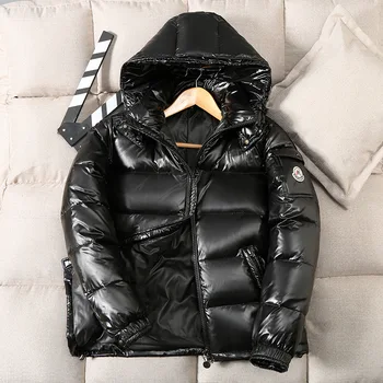 Negru luminos jos jacheta pentru barbati si femei, cupluri scurt noua moda de brand de moda de iarnă de Pluș haina parka