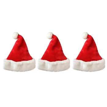 3Pcs Moș Crăciun Pălărie Pălărie de Crăciun în Ziua de Crăciun Îmbrăcăminte Rochie de Pluș Gros Pălărie de Crăciun pentru Adulți