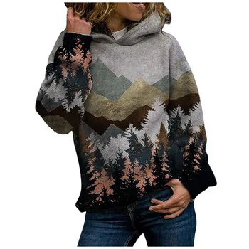 Moda toamna peisaje Naturale pentru Femei hoodies de imprimare 3d în aer liber Arțar lasă Snowfield Tricou casual Hoodies femei supradimensionat