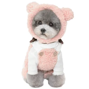 Urs drăguț Cățeluș Haine de Iarna Cald Câine Accesorii Lână Moale Costume Câine pentru Câini de talie Mică Halloween Haine Cat Pălărie de Pluș