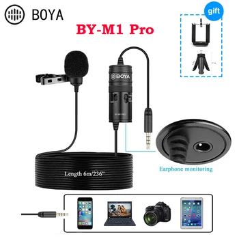 BOYA BY-M1 DE M1 Pro Microfonul de tip Lavaliera -10dB Monitor 6m 3.5 mm Microfon pentru iPhone, Smartphone, PC Audio Camera DSLR de Înregistrare