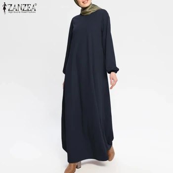 Toamna Dubai Abaya Turcia Hijab Rochie de ZANZEA Femei Sundress Elegant jilbab-ul Islamic Caftan Arabi Solidă Maneca Lunga Rochie
